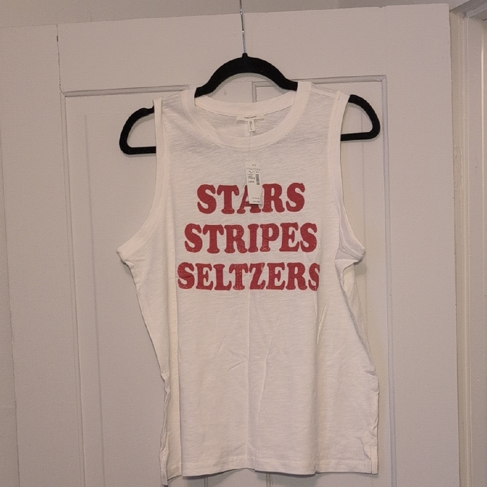 Maurices White and Red Muscle Tee with Cut Out Design